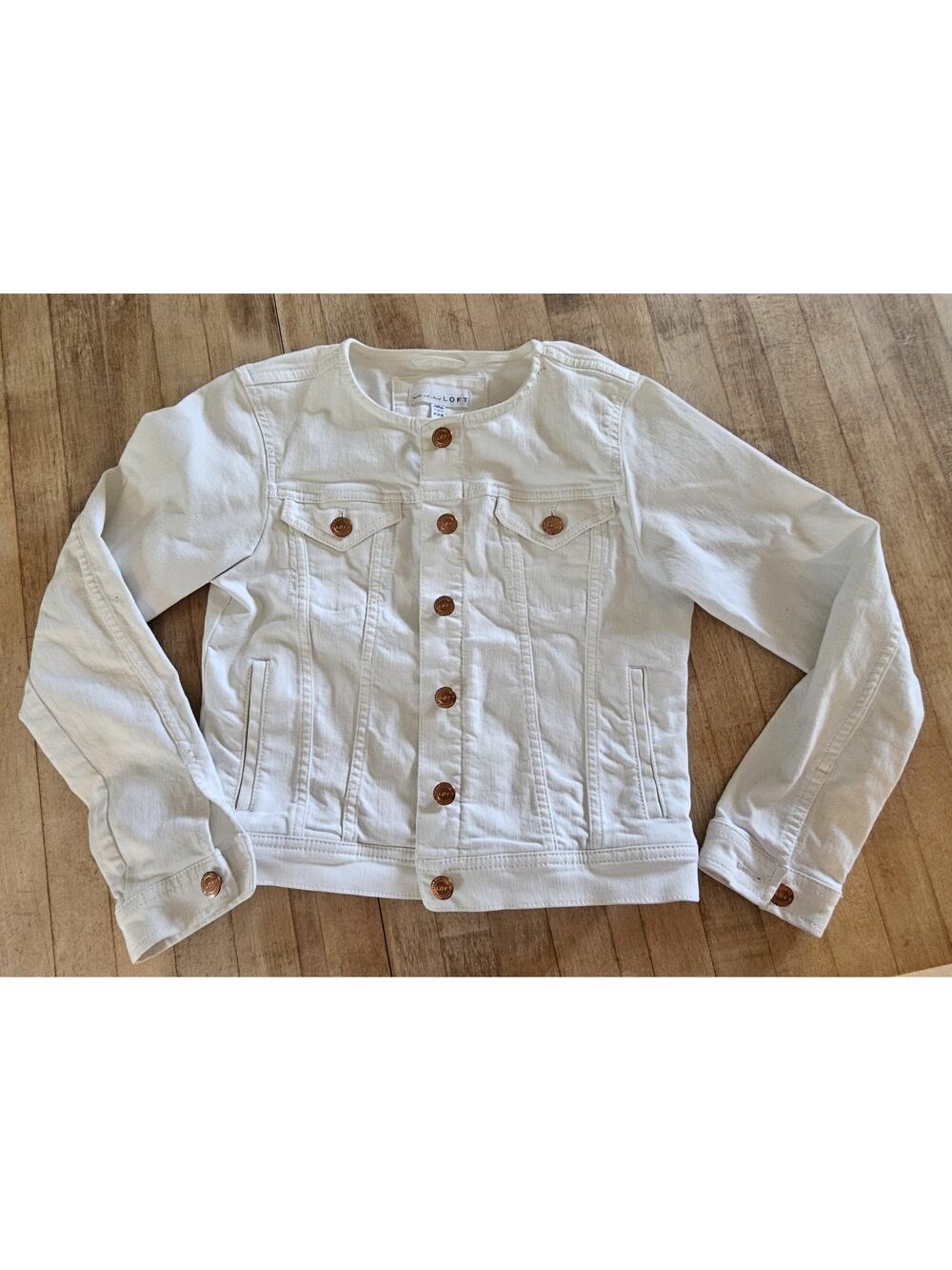 Loft Made and Loved Women's Denim Jacket White Trucker Size XXS